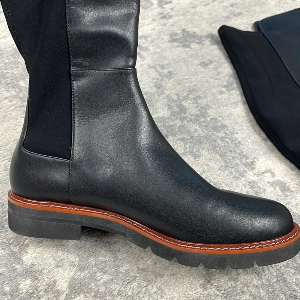 New Stuart Weitzman Adrina City Boot Over The Knee 5050 Black Leather Sz 7.5